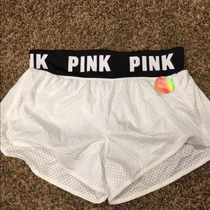 White PINK Athletic Shorts